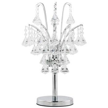 Stojąca LAMPKA biurkowa Monte Carlo 6246/1D 8C Elem glamour LAMPA biurkowa z kryształkami szklana chrom przezroczysta