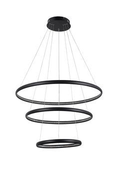 Lampa wisząca glamour Brighton pierścienie LED 55W czarne