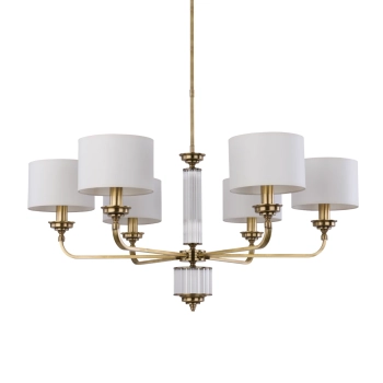 Żyrandol z abażurami Verde VER-ZW-6 (P) mosiądz patyna biały