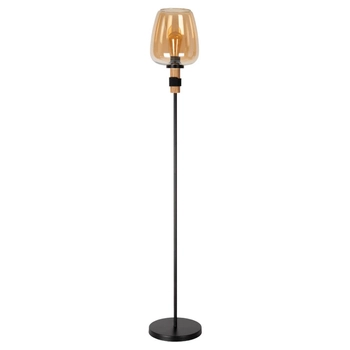 Szklana lampa podłogowa Ilona 45708/01/62 czarny bursztynowy