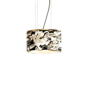 Wisząca lampa marmurowa MARBLE STONE MPLR-6631 okrągła zwis czarny złoty