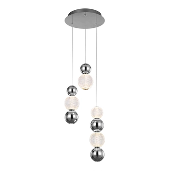 Kulista lampa wisząca Oter PND-83728-21W-3K-CH Italux LED 21W 3000K chrom przezroczysty