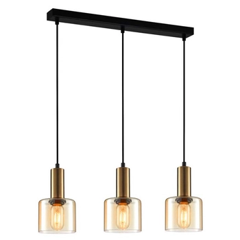 Sypialniana lampa wisząca Santia PND-65342-3-BRO+AMB nad łóżko miedziana bursztynowa