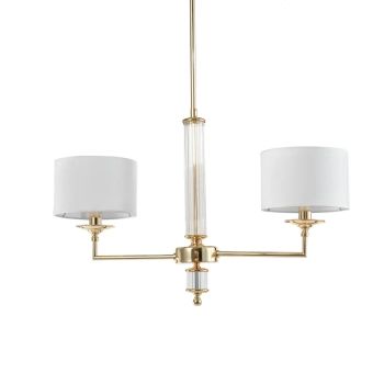 Lampa wisząca modernistyczna SUTTON biała złota metalowa szklana 2xE14 do jadalni P02392AU-WH