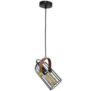 Industrialna LAMPA wisząca ANTOIN PND-2445-1-BK Italux metalowa OPRAWA druciany ZWIS klatka loftowa czarna brązowa