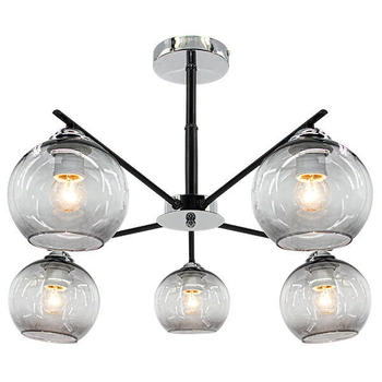 Modernistyczna LAMPA sufitowa 1859/5 8C BL Elem szklana OPRAWA loftowa molecular chrom czarna