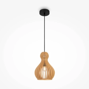 Zawieszana lampa Roots MOD192PL-01W Maytoni zwis drewniana czarna beżowa