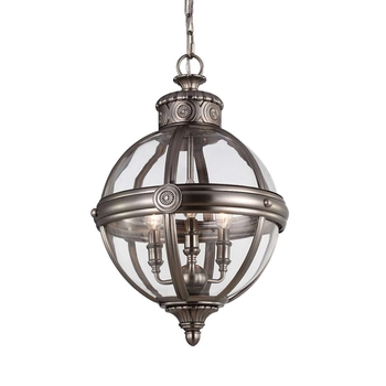 LAMPA wisząca FE-ADAMS-3P-ANL Elstead FEISS metalowa OPRAWA rustykalna ZWIS kula ball na łańcuchu nikiel przezroczysta