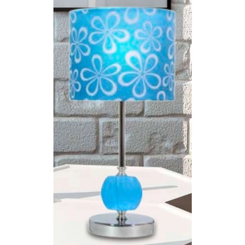 Nocna lampa stołowa CORT 41-34625 abażurowa print kwiatowy niebieski