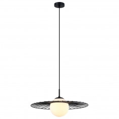 Druciana LAMPA wisząca SALLY MDM-4003/1 BK Italux okrągła OPRAWA szklana kula ball ZWIS kapelusz czarny biały