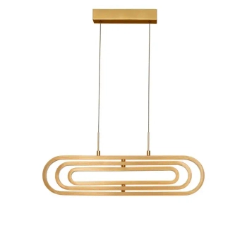 Modernistyczna LAMPA wisząca HOYO LE41399 Luces Exclusivas metalowa OPRAWA loftowy ZWIS LED 50W 3000K podużny złoty