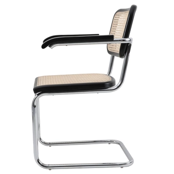 Kuchenne krzesło z podłokietnikami VIENNA MH-015CH-BN Step rattan czarne beżowe