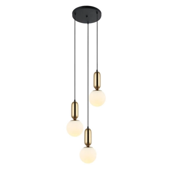 Wisząca lampa Aldeva 3-punktowa nad stół mosiądz biała