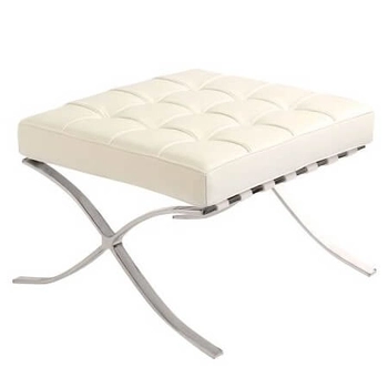Podnóżek Barcelon Prestige Plus T03-OTTO.WHITE tapicerowany skórą biały