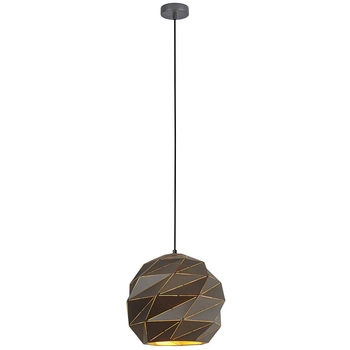 Geometryczna LAMPA wisząca PALERMO PND-2424-1L-GR+GD Italux metalowa OPRAWA zwis mozaika grafitowa