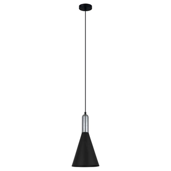Loft LAMPA wisząca KHALEO MDM-3030/1 BK+CR Italux stożek OPRAWA metalowa ZWIS industrialny chrom czarny