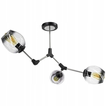 Sufitowa LAMPA regulowana 1962/3 19BT-BLACK Elem modernistyczna OPRAWA szklana chemistry czarna przydymiona