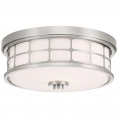 Zewnętrzna LAMPA sufitowa QZ-GUARDIAN-F-BN Elstead QUOIZEL ogrodowa OPRAWA okrągły plafon klasyczny outdoor IP44 nikiel biał