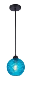 Niebieska lampa wisząca Buenos kula loft do jadalni