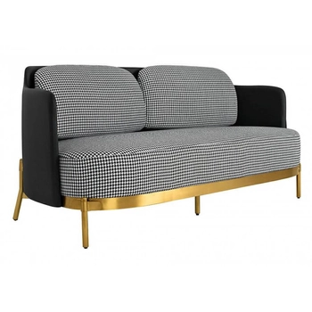 Materiałowa sofa glamour Venice KH1501100165 King Home pepitka ekoskóra czarny biały złoty