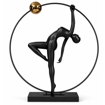 Stojąca lampa WOMAN ARTISTIC czarny złoty F9320 1xE27 40W 200cm kula ring
