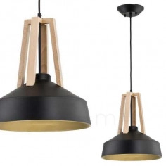 LAMPA wisząca KET180 metalowa OPRAWA skandynawski zwis ekologiczny drewno czarny