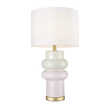 Lampa stołowa ASCOT różowa beżowa ceramiczna metalowa art deco na komodę T01729BR-WH