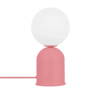 Nocna lampa LUOTI LUS188P1 szklana biała różowa G9 12W okrągła z włącznikiem do sypialni