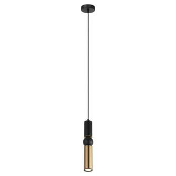 Metalowa lampa wisząca Isidora tuba do pokoju mosiądz czarna