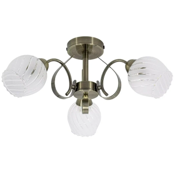 Klasyczna lampa sufitowa 7138/3 21QG szklane klosze mosiądz