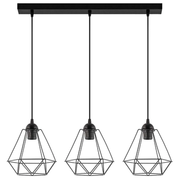 LAMPA wisząca VEN W-L 1201/3 industrialna OPRAWA listwa ZWIS druciane klatki loft czarne