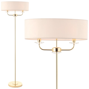 Lampa stojąca Nixon 70563 Endon owalny klosz podwójna mosiądz ecru