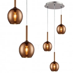 Miedziana LAMPA wisząca MONIC MD1629-3B Copper Zumaline szklana OPRAWA zwis kaskada kule balls miedziane