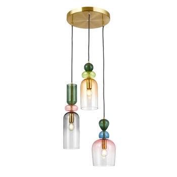 Szklana lampa wisząca Manso PND-37462-3A-MC-GD Italux potrójna multikolor
