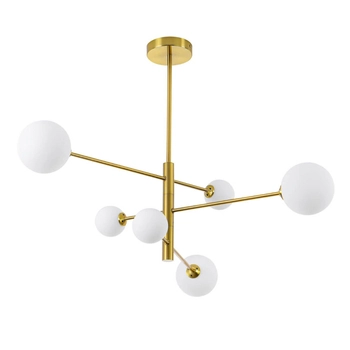 Loftowa LAMPA sufitowa DORADO LP-002/6P Light Prestige metalowa OPRAWA szklane kule plafon molekuły złote białe
