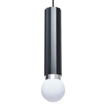 Podłużna lampa wisząca Macera PND-33849-1-BK tuba kula biała czarna