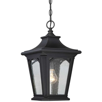 Zewnętrzna LAMPA wisząca Bedford QZ-BEDFORD8-S Elstead QUOIZEL industrialna OPRAWA retro ZWIS na łańcuchu IP44 czarny przezroczysty