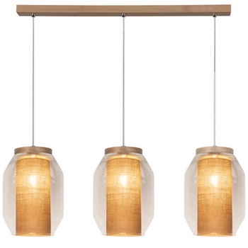 Lampa wisząca VASO JUTE 179110374 loft szklane słoiki przezroczyste drewno