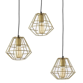 Druciane klatki lampa wisząca Diamond 3218 TK Lighting industrialna złota