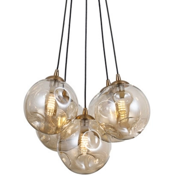 Lampa zwisowa do sypialni Perlos PND-54456-5-HB-AMB Italux mosiądz