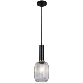 LAMPA wisząca ANTIOLA PND-5588-1M-BK+CL Italux szklana OPRAWA plisowany ZWIS loftowy czarny przezroczysty