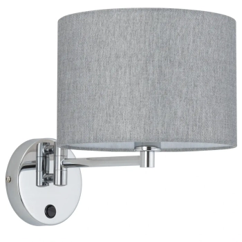 Tkaninowa lampa ścienna HOTEL MOOD 11788 z włącznikiem chrom szara