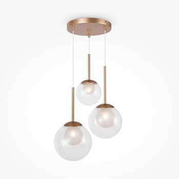 Potrójna lampa wisząca Basic form MOD521PL-03G Maytoni złoty przezroczysty