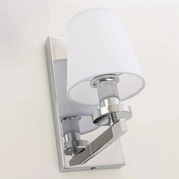 Klasyczna LAMPA ścienna LONDON W01014WH Cosmolight abażurowy kinkiet do sypialni biały