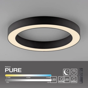 Owalna lampa sufitowa PURE LINES czarna 6310-13 1xLED 21W 2200-5500K na pilot CCT