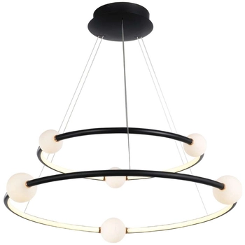 LAMPA wisząca LOZANNA PND-20112035-2A-BL Italux okrągła OPRAWA metalowa LED 86W 3000K pierścienie rings kule balls  czarne