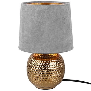 Ceramiczna LAMPA stołowa EUDORA DL011-50821 RL Light abażurowa LAMPKA stojąca nocna szara złota