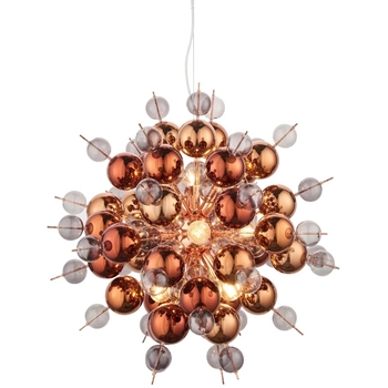 Zwisowa lampa salonowa L&-181584 Light& kule szklane miedziana