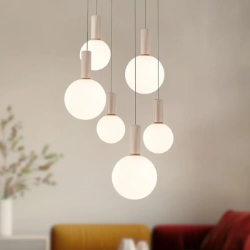 Wisząca lampa molekułowa TESTA beżowa biała 36-50915 6xG9 kulista