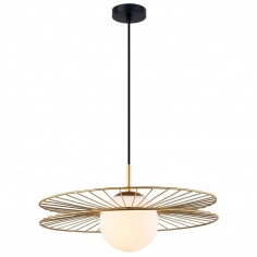 LAMPA wisząca SANDY MDM-4002/1 GD Italux okrągła OPRAWA druciana ZWIS kapelusz złoty